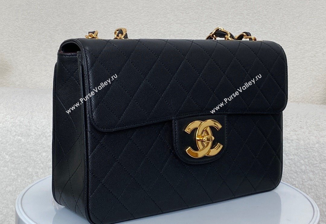 Chanel Vintage Grained Calfskin Flap bag Black 2024 A088 (SM-240829080)