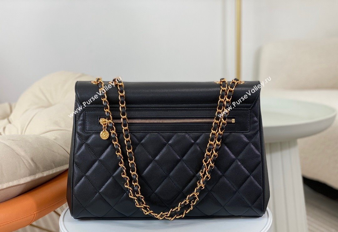 Chanel Vintage Grained Calfskin Flap bag Black 2024 A092233 (SM-240829082)