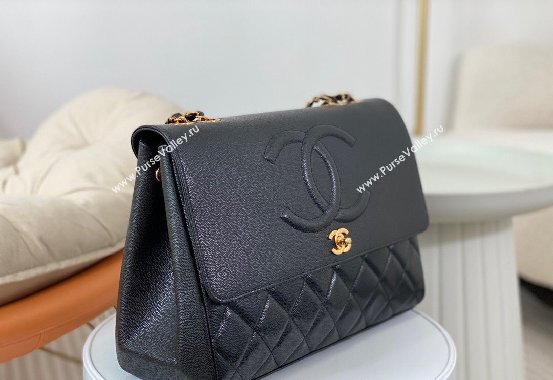 Chanel Vintage Grained Calfskin Flap bag Black 2024 A092233 (SM-240829082)