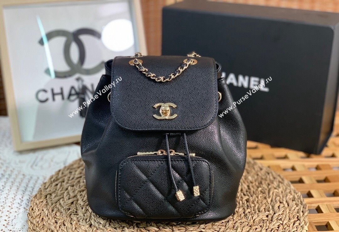 Chanel Grained Calfskin Mini Backpack bag Black 2024 AS3530 (SM-240829063)