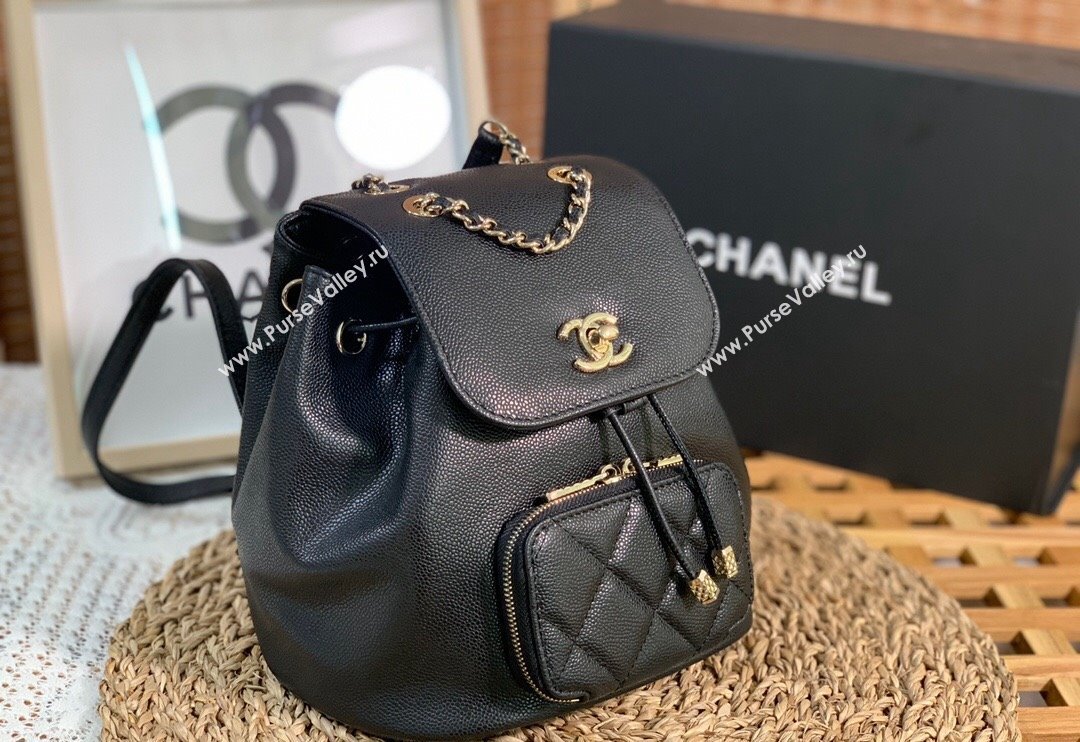 Chanel Grained Calfskin Mini Backpack bag Black 2024 AS3530 (SM-240829063)