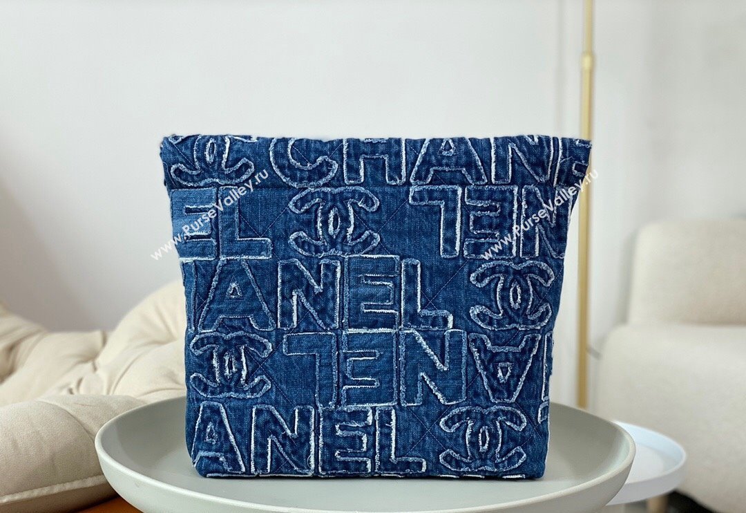 Chanel 22 Denim Small Shopping Bag AS3260 Blue 2024 0829 (SM-240829086)