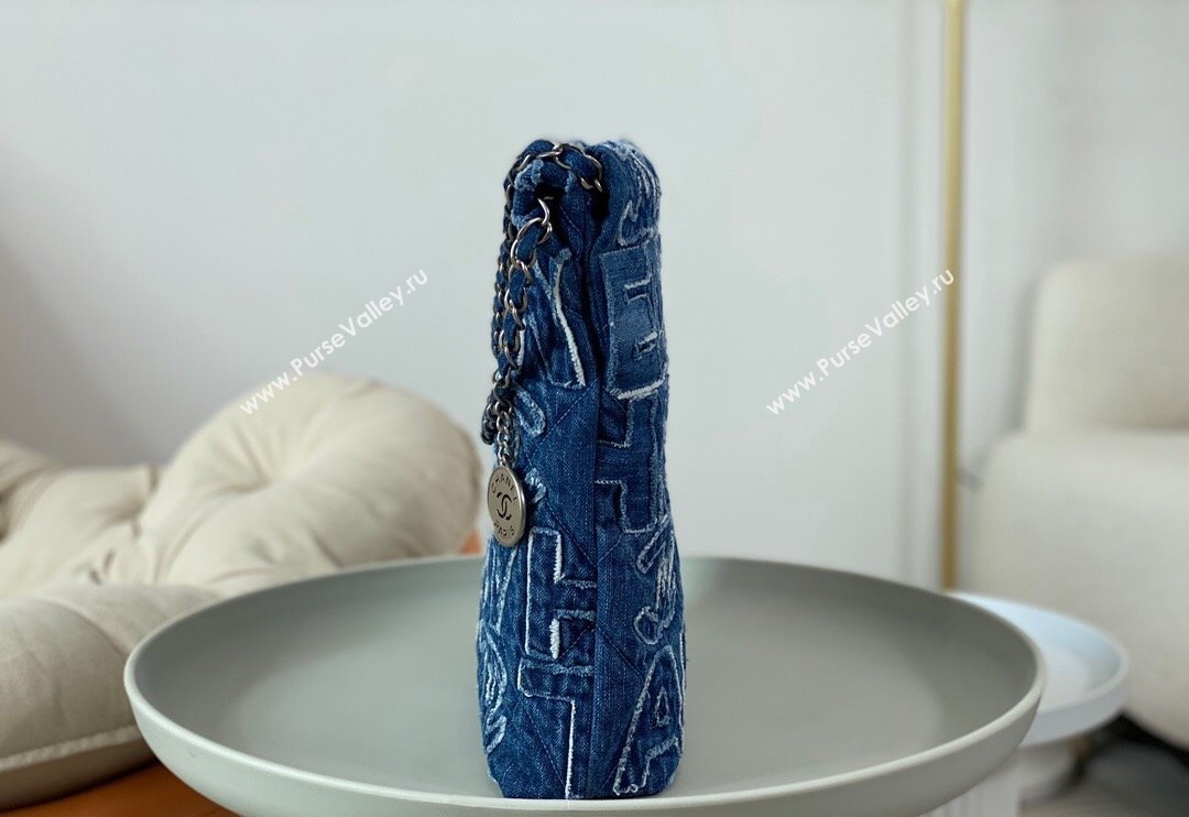 Chanel 22 Denim Small Shopping Bag AS3260 Blue 2024 0829 (SM-240829086)