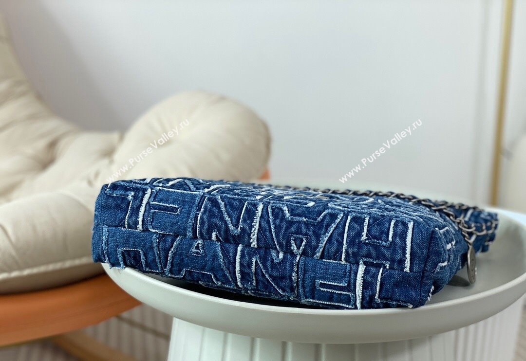 Chanel 22 Denim Small Shopping Bag AS3260 Blue 2024 0829 (SM-240829086)