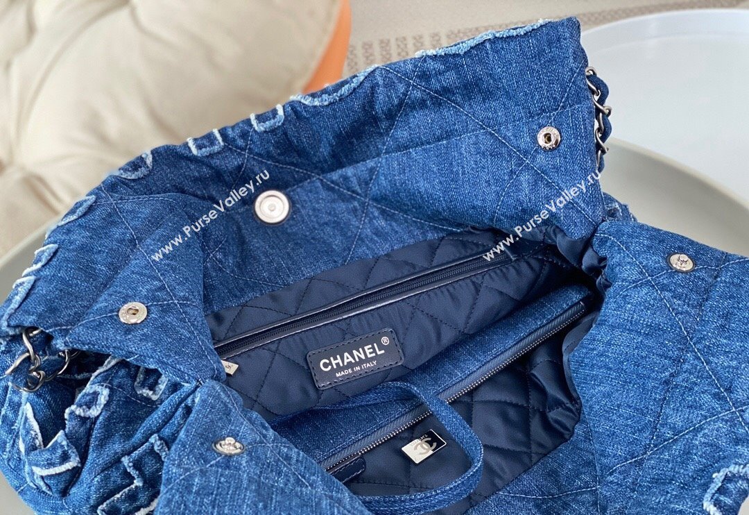 Chanel 22 Denim Small Shopping Bag AS3260 Blue 2024 0829 (SM-240829086)