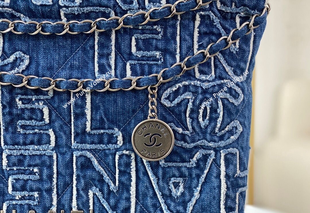 Chanel 22 Denim Shopping Bag AS3261 Blue 2024 0829 (SM-240829087)