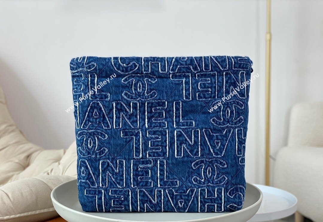 Chanel 22 Denim Shopping Bag AS3261 Blue 2024 0829 (SM-240829087)