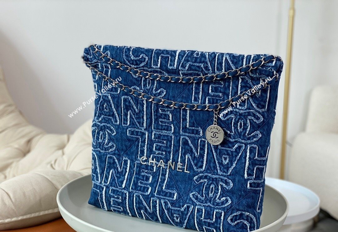 Chanel 22 Denim Shopping Bag AS3261 Blue 2024 0829 (SM-240829087)