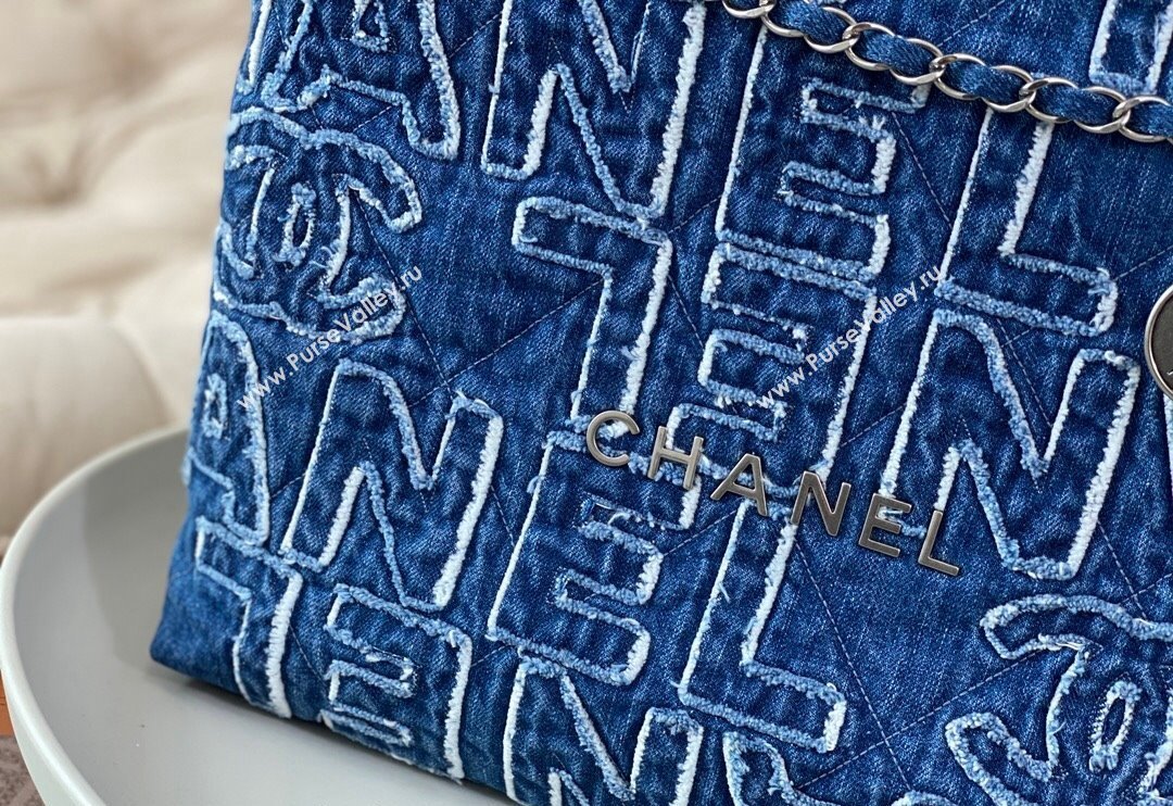 Chanel 22 Denim Shopping Bag AS3261 Blue 2024 0829 (SM-240829087)