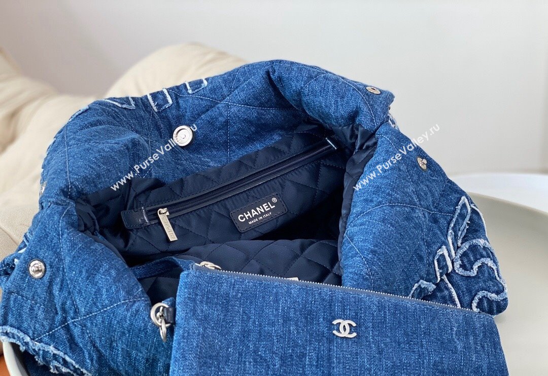 Chanel 22 Denim Shopping Bag AS3261 Blue 2024 0829 (SM-240829087)