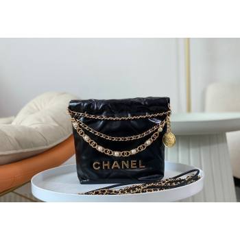 Chanel 22 Mini Bag in Shiny Calfskin AS3980 Black/Pearls 2024 0829 (SM-240829088)