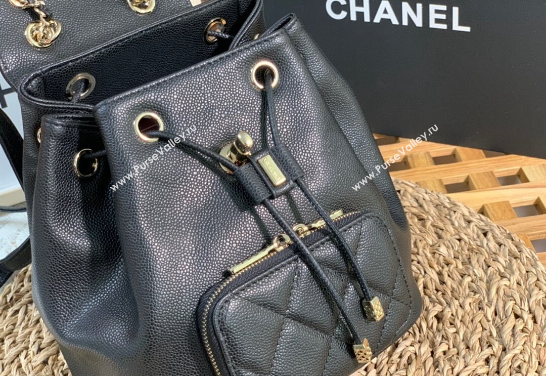 Chanel Grained Calfskin Mini Backpack bag Black 2024 AS3530 (SM-240829063)