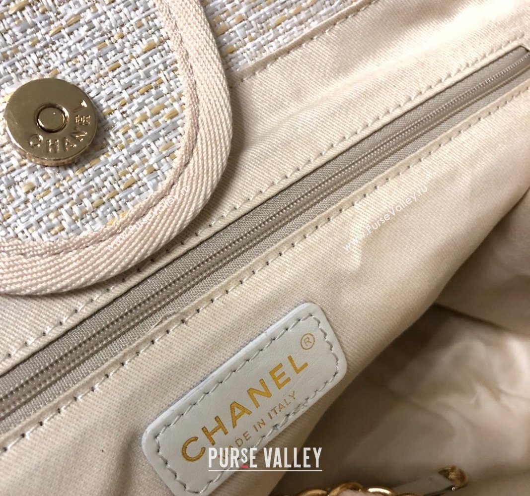 Chanel Deauville Mixed Fibers and Calfskin Shopping Bag A66941 Beige/White 2024 0829 (YD-240829089)