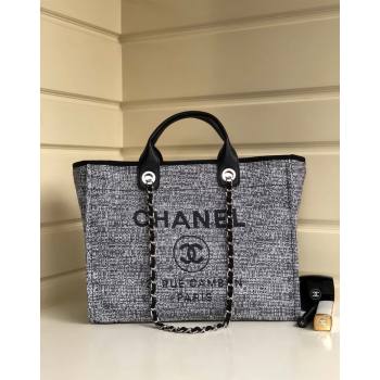 Chanel Deauville Mixed Fibers and Calfskin Shopping Bag A66941 White/Black 2024 0829 (YD-240829090)