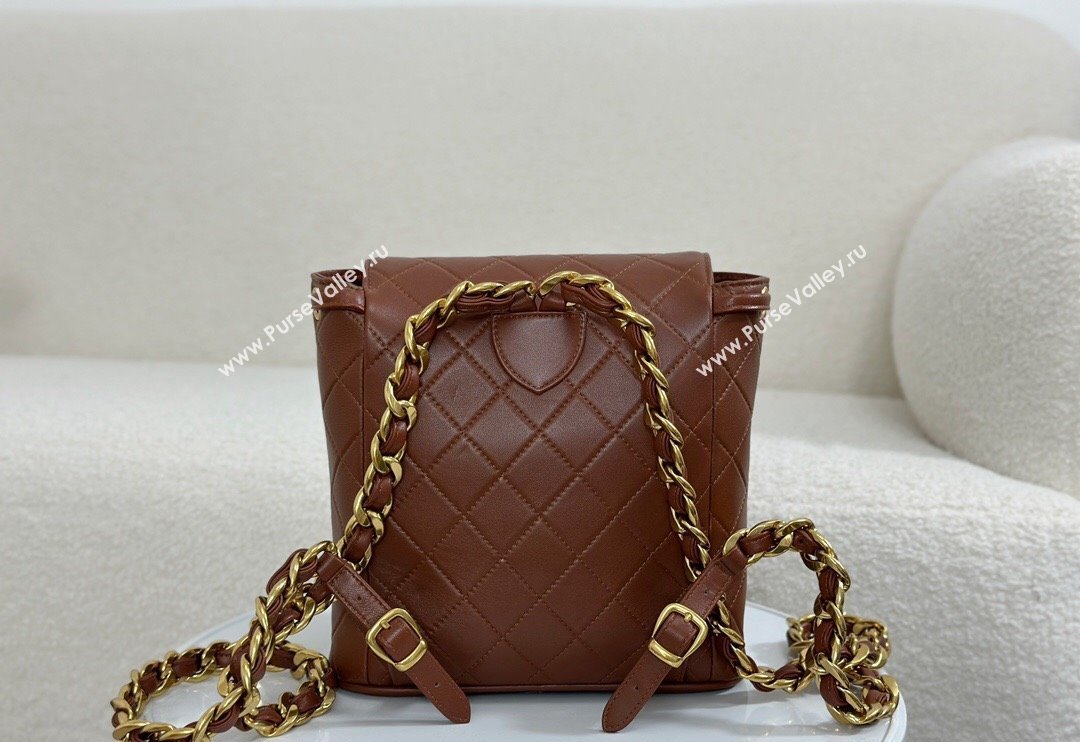 Chanel Quilted Calfskin Large Backpack bag Brown 2024 A088792 (SM-240829060)