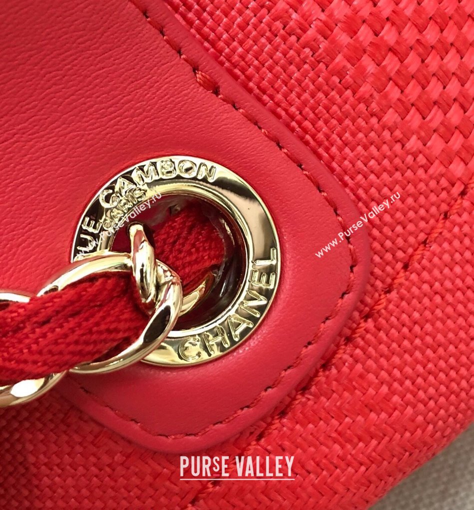 Chanel Deauville Mixed Fibers and Calfskin Shopping Bag A66941 Red 2024 0829 (YD-240829091)