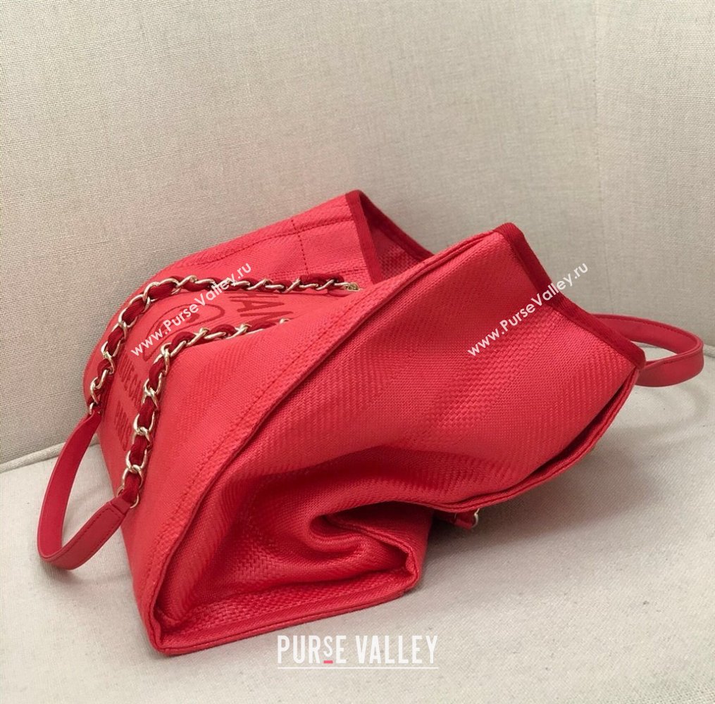 Chanel Deauville Mixed Fibers and Calfskin Shopping Bag A66941 Red 2024 0829 (YD-240829091)