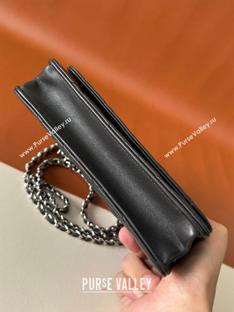 Chanel Lambskin Classic Wallet on Chain WOC Black/Silver 2024 0829 (YD-240829092)