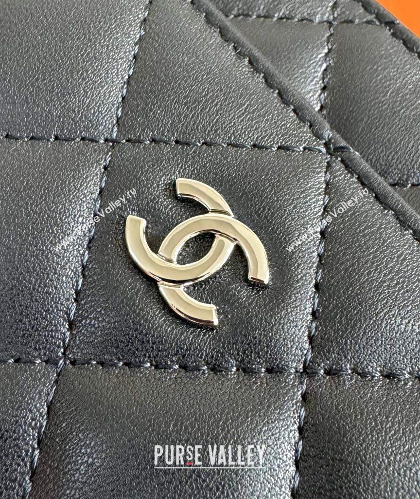 Chanel Lambskin Classic Wallet on Chain WOC Black/Silver 2024 0829 (YD-240829092)