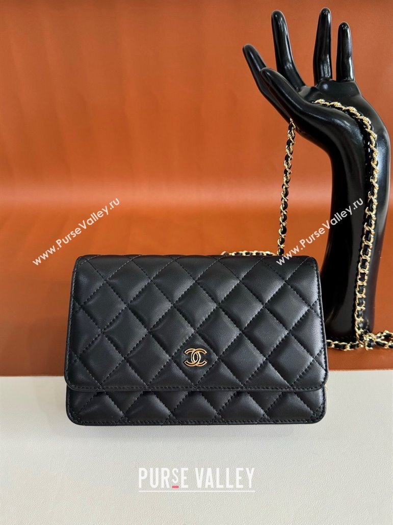 Chanel Lambskin Classic Wallet on Chain WOC Black/Gold 2024 0829 (YD-240829093)
