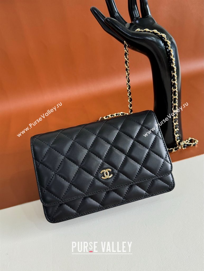 Chanel Lambskin Classic Wallet on Chain WOC Black/Gold 2024 0829 (YD-240829093)