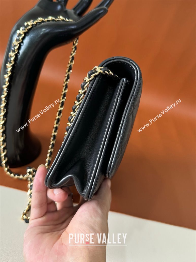 Chanel Lambskin Classic Wallet on Chain WOC Black/Gold 2024 0829 (YD-240829093)
