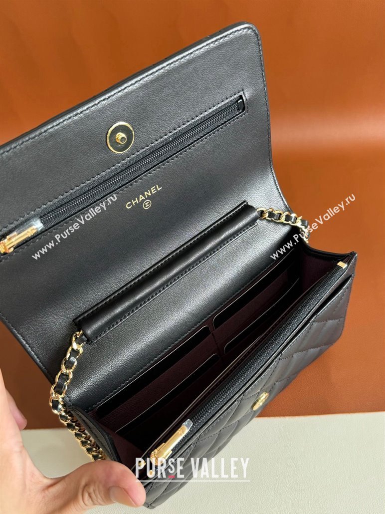 Chanel Lambskin Classic Wallet on Chain WOC Black/Gold 2024 0829 (YD-240829093)