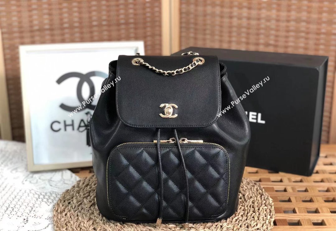 Chanel Grained Calfskin Backpack bag Black 2024 AS3531 (SM-240829064)