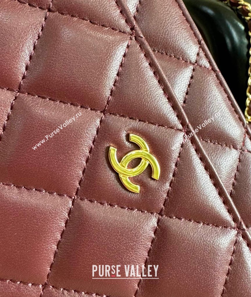Chanel Lambskin Classic Wallet on Chain WOC Dark Burgundy/Gold 2024 0829 (YD-240829095)
