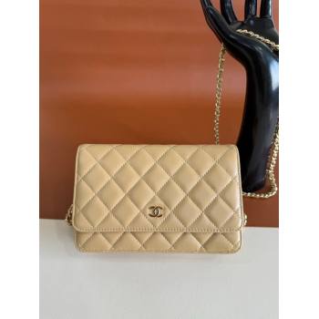 Chanel Lambskin Classic Wallet on Chain WOC Beige 2024 0829 (YD-240829097)