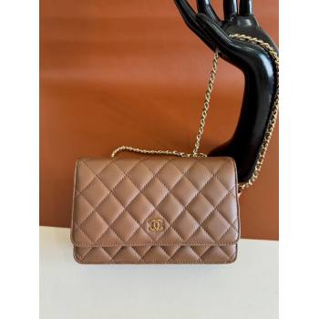 Chanel Lambskin Classic Wallet on Chain WOC Brown 2024 0829 (YD-240829098)