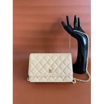 Chanel Lambskin Classic Wallet on Chain WOC Light Beige 2024 0829 (YD-240829101)