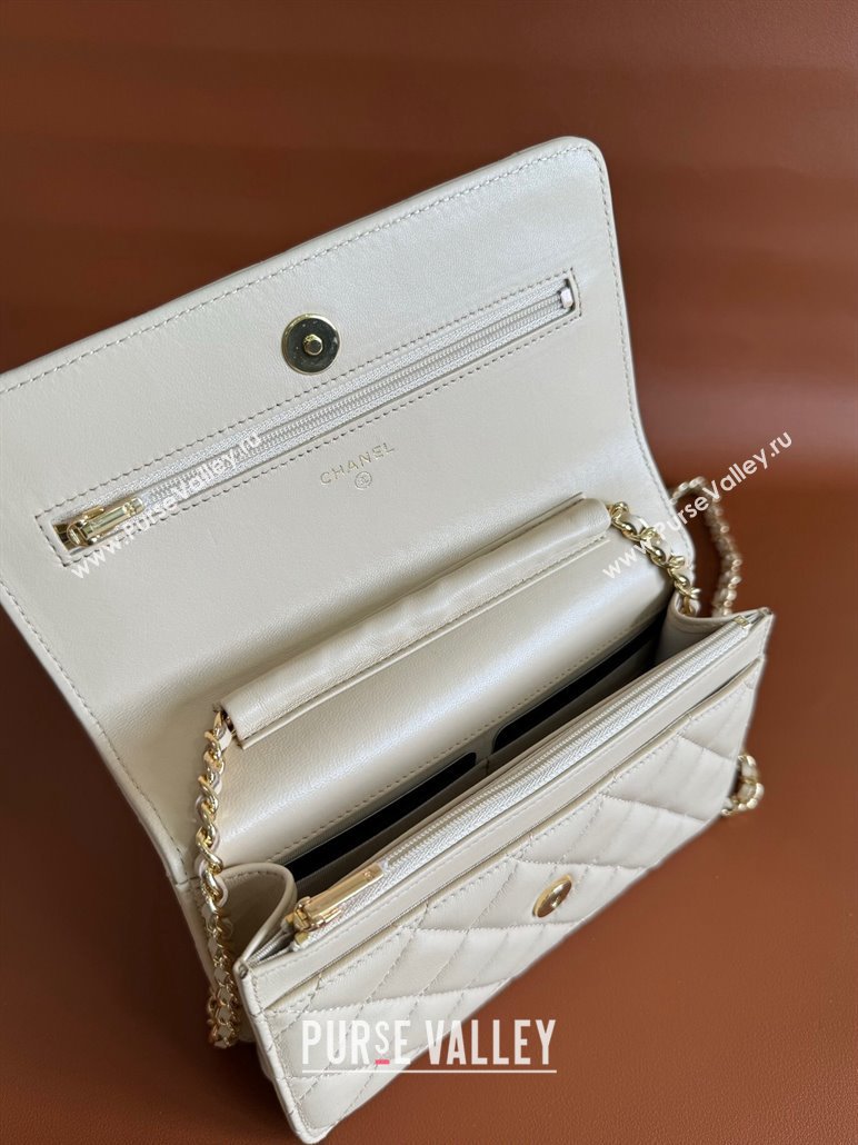 Chanel Lambskin Classic Wallet on Chain WOC Light Beige 2024 0829 (YD-240829101)