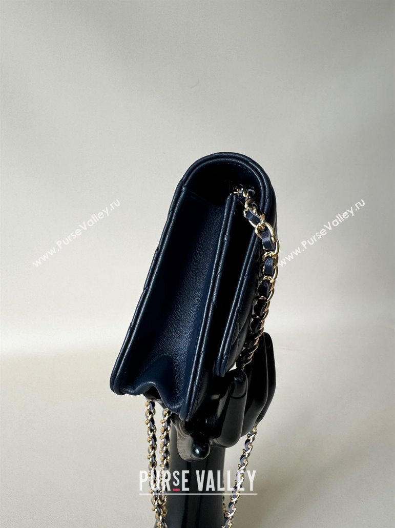 Chanel Lambskin Classic Wallet on Chain WOC Dark Blue 2024 0829 (YD-240829103)
