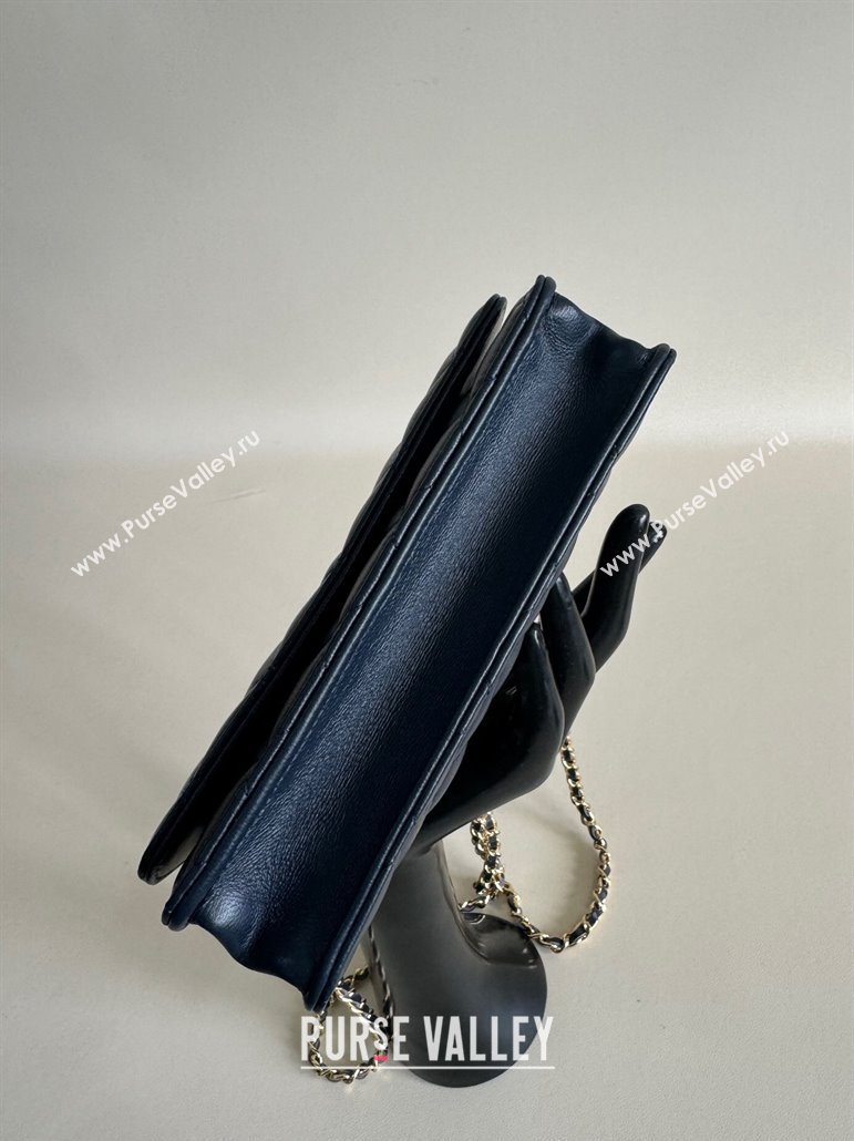 Chanel Lambskin Classic Wallet on Chain WOC Dark Blue 2024 0829 (YD-240829103)