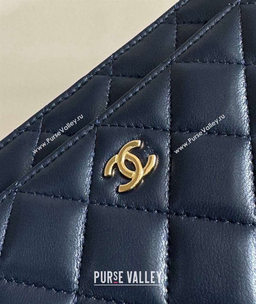 Chanel Lambskin Classic Wallet on Chain WOC Dark Blue 2024 0829 (YD-240829103)