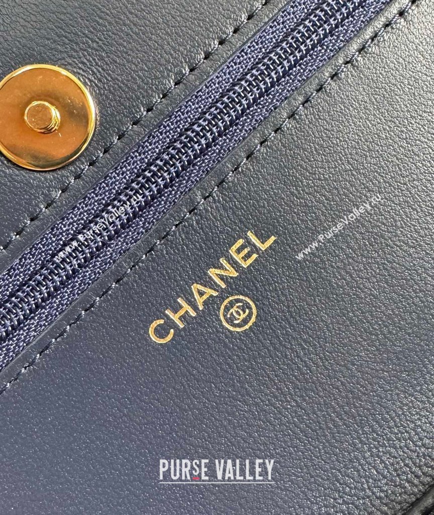 Chanel Lambskin Classic Wallet on Chain WOC Dark Blue 2024 0829 (YD-240829103)
