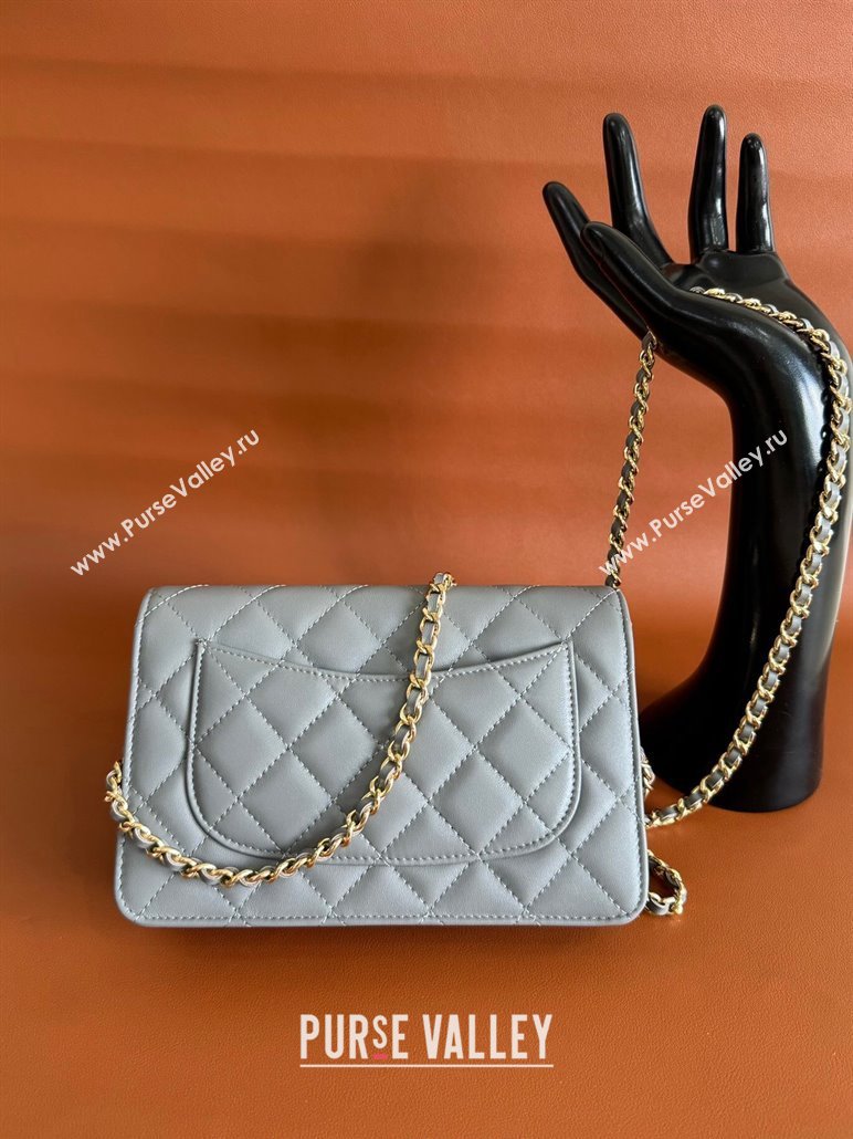 Chanel Lambskin Classic Wallet on Chain WOC Dark Grey 2024 0829 (YD-240829104)