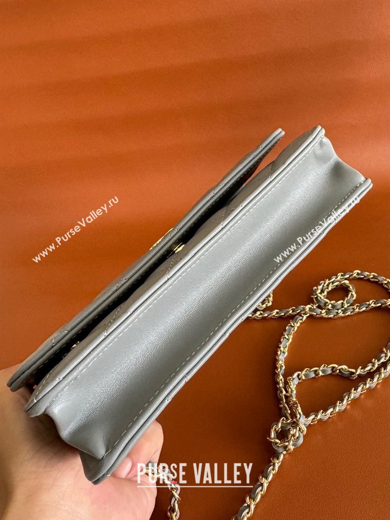 Chanel Lambskin Classic Wallet on Chain WOC Dark Grey 2024 0829 (YD-240829104)