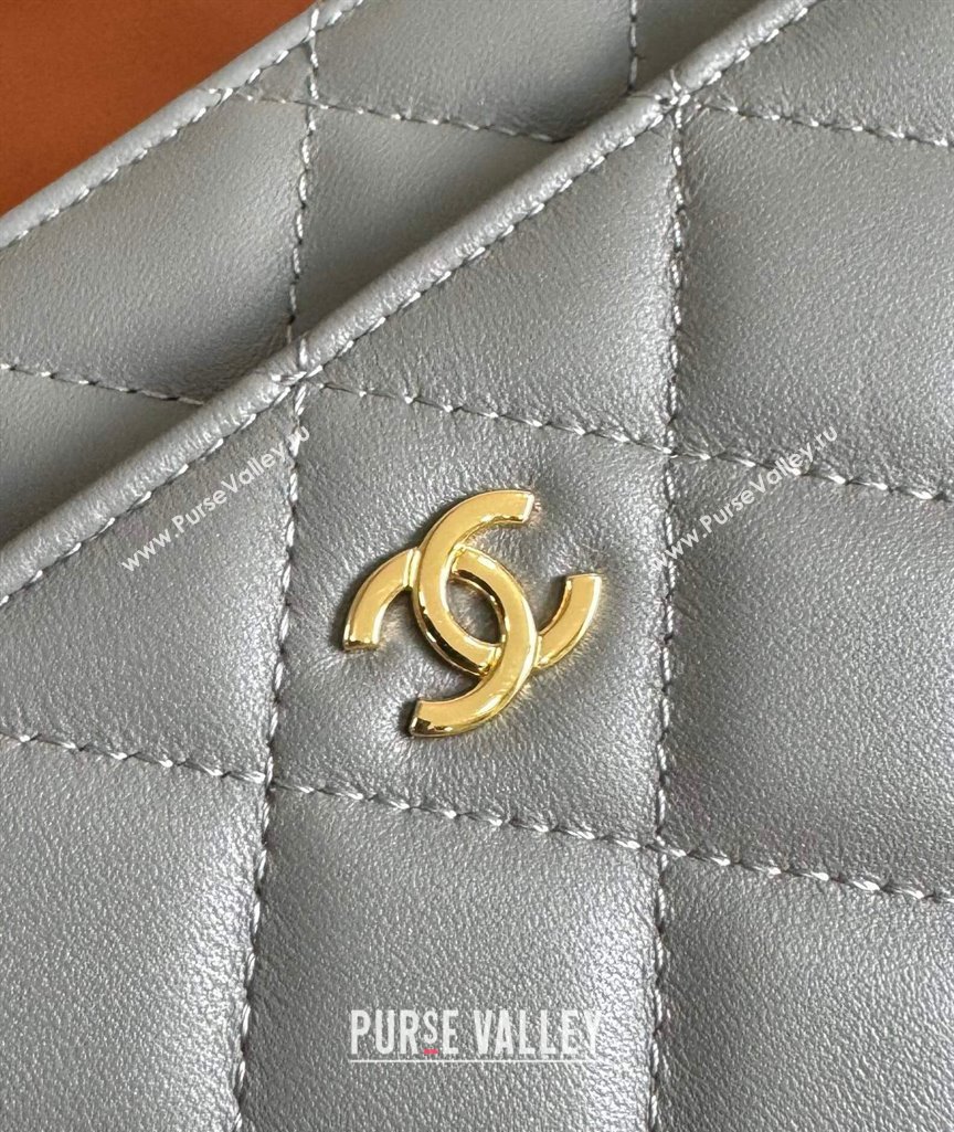 Chanel Lambskin Classic Wallet on Chain WOC Dark Grey 2024 0829 (YD-240829104)