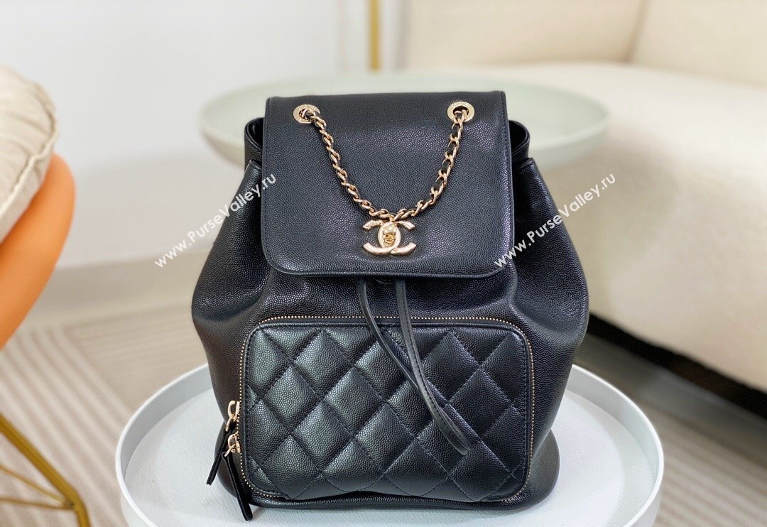 Chanel Grained Calfskin Backpack bag Black 2024 A08012 (SM-240829065)