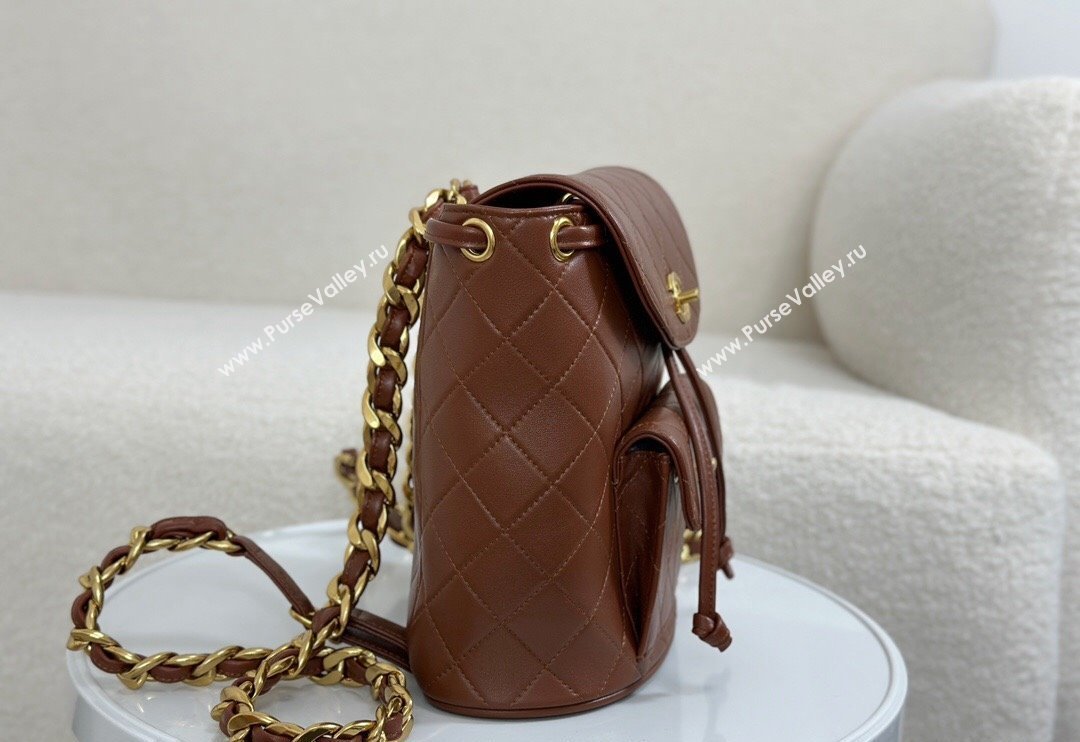 Chanel Quilted Calfskin Large Backpack bag Brown 2024 A088792 (SM-240829060)