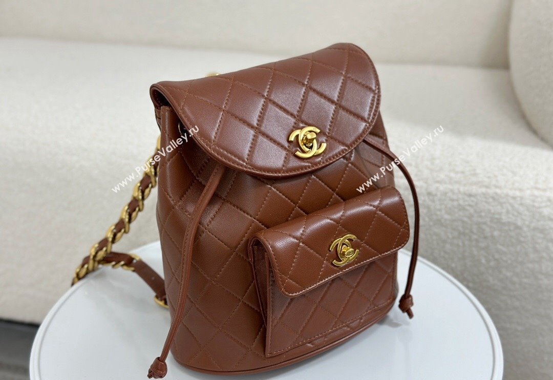 Chanel Quilted Calfskin Large Backpack bag Brown 2024 A088792 (SM-240829060)