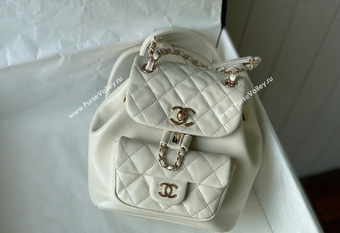 Chanel Aged Calfskin Mini Duma Backpack bag White 2024 AS2908 (SM-240829066)