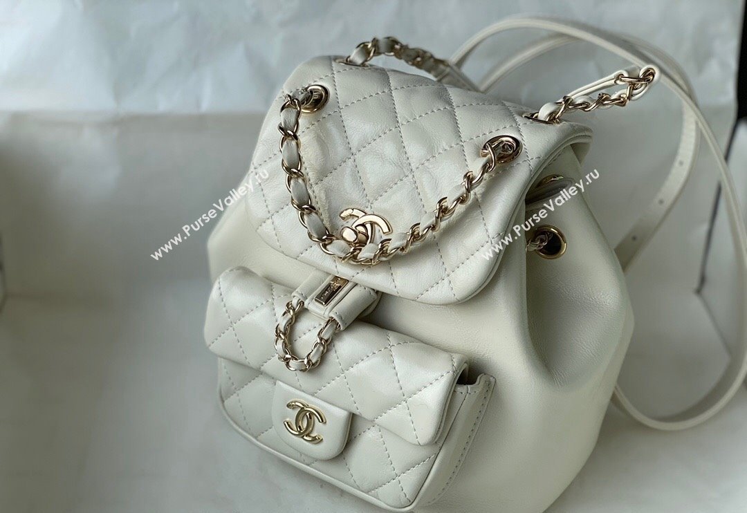 Chanel Aged Calfskin Mini Duma Backpack bag White 2024 AS2908 (SM-240829066)