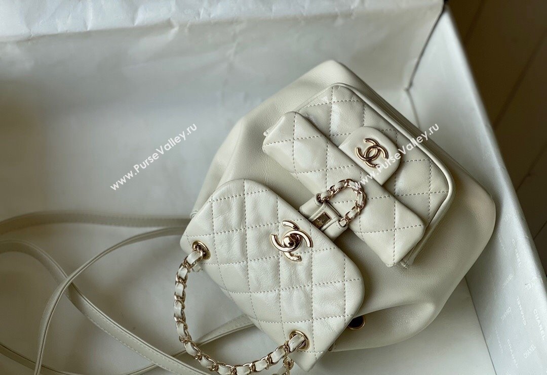 Chanel Aged Calfskin Mini Duma Backpack bag White 2024 AS2908 (SM-240829066)