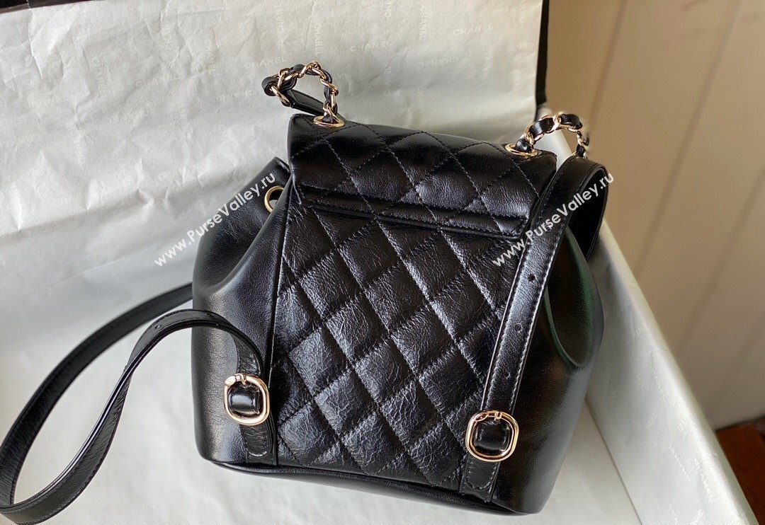 Chanel Aged Calfskin Mini Duma Backpack bag Black 2024 AS2908 (SM-240829067)