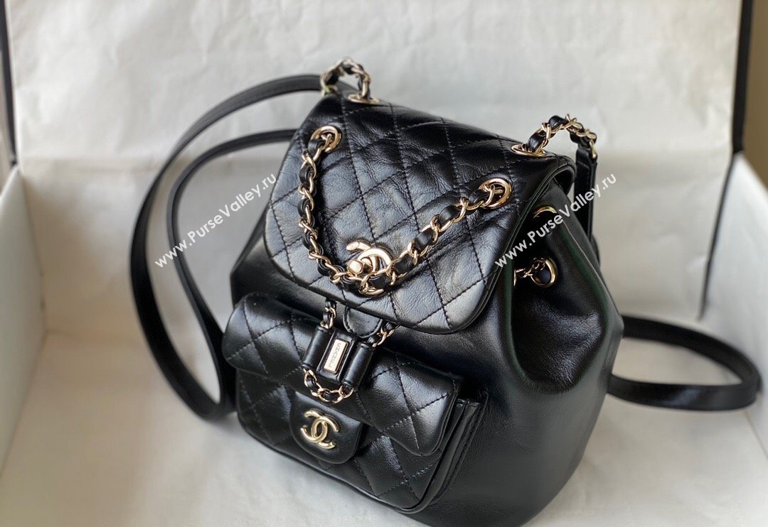 Chanel Aged Calfskin Mini Duma Backpack bag Black 2024 AS2908 (SM-240829067)