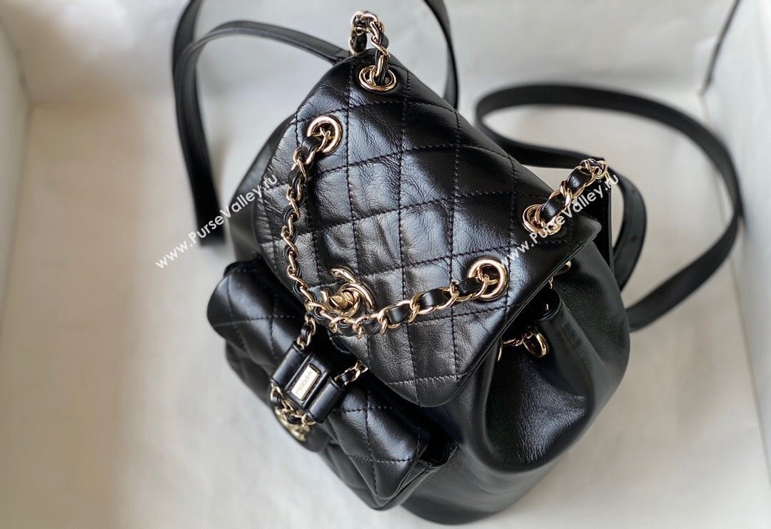 Chanel Aged Calfskin Mini Duma Backpack bag Black 2024 AS2908 (SM-240829067)