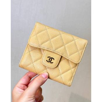 Chanel Grained Calfskin Card Holder Wallet Yellow 2024 82288 (SSZ-240830030)